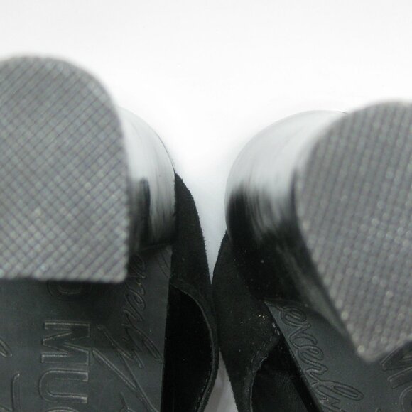 Beverly Feldman Lace-up, Peep toe caged heels, black, size 10M - Picture 8 of 12